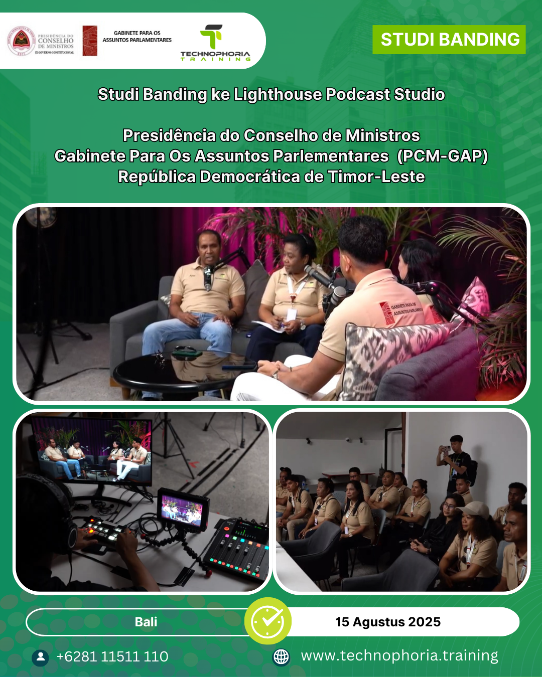 PCM-GAP Timor-Leste dan Technophoria Training Center Gelar Praktek Pembuatan Video Podcast di Lighthouse Studio