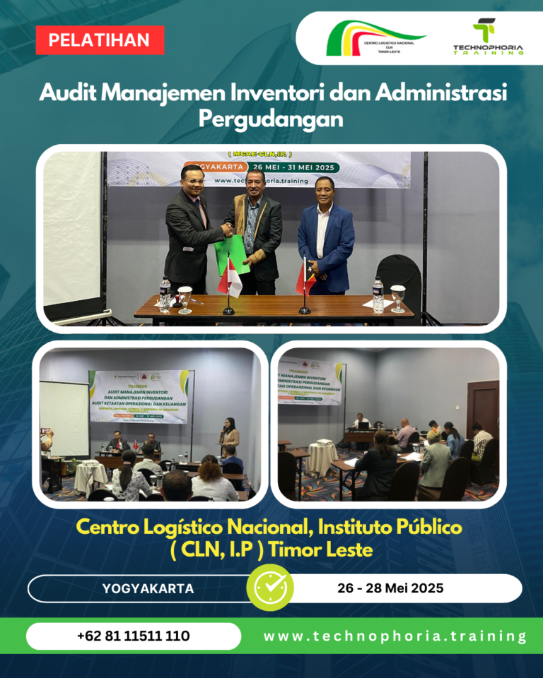 pelatihan Audit Manajemen Inventori dan Administrasi Pergudangan. Audit Pengadaan barang dan Jasa bagi pimpinan dan staff Centro Logístico Nacional, Instituto Público ( CLN, I.P ) Timor Leste
